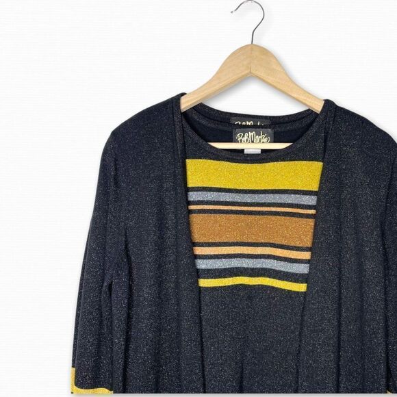 BOB MACKIE Metallic Knit Cardigan Cami Set - Picture 2 of 9